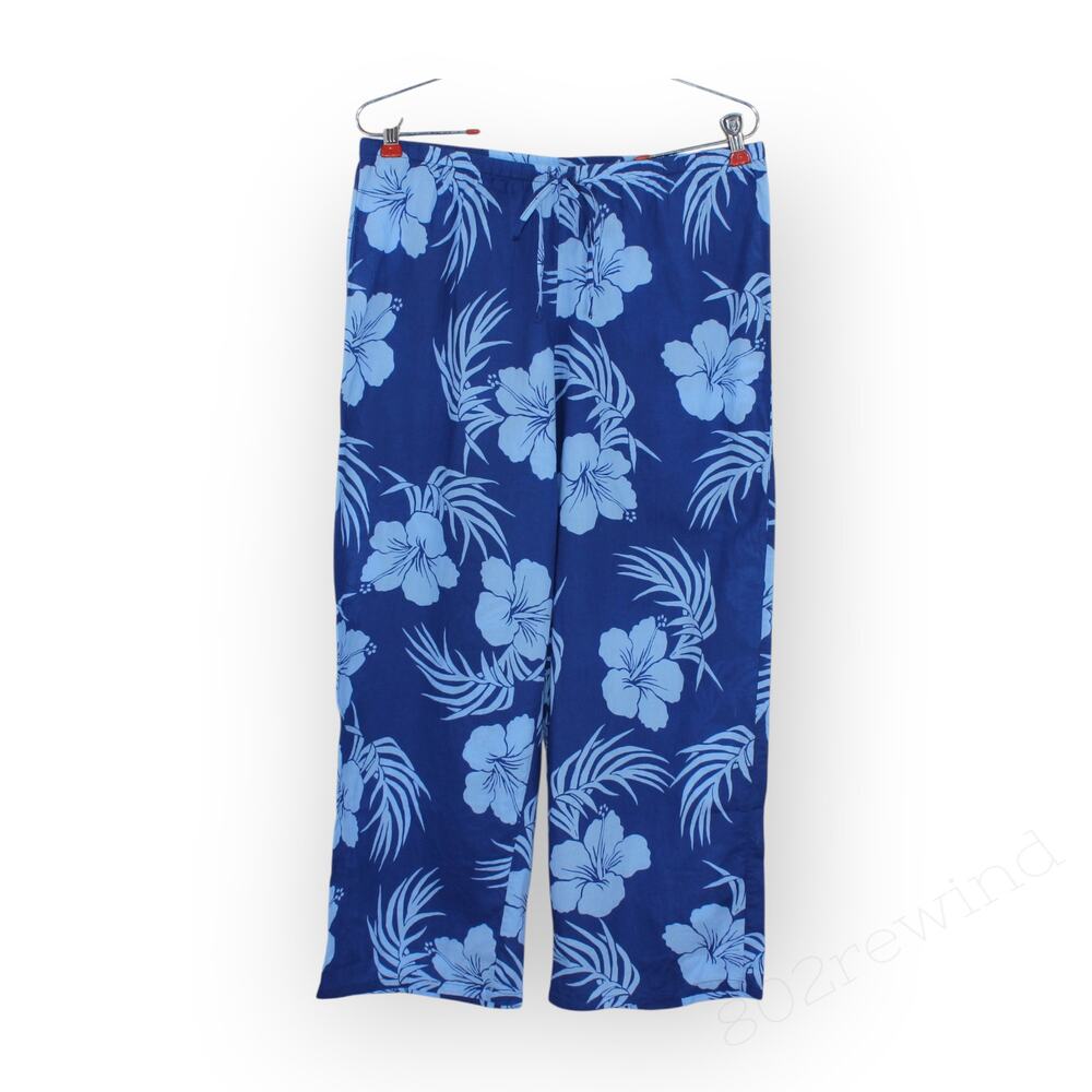 Vintage La Blanca Rod Beattie Beach Pant Swim Coverup Aloha Hibiscus Floral M